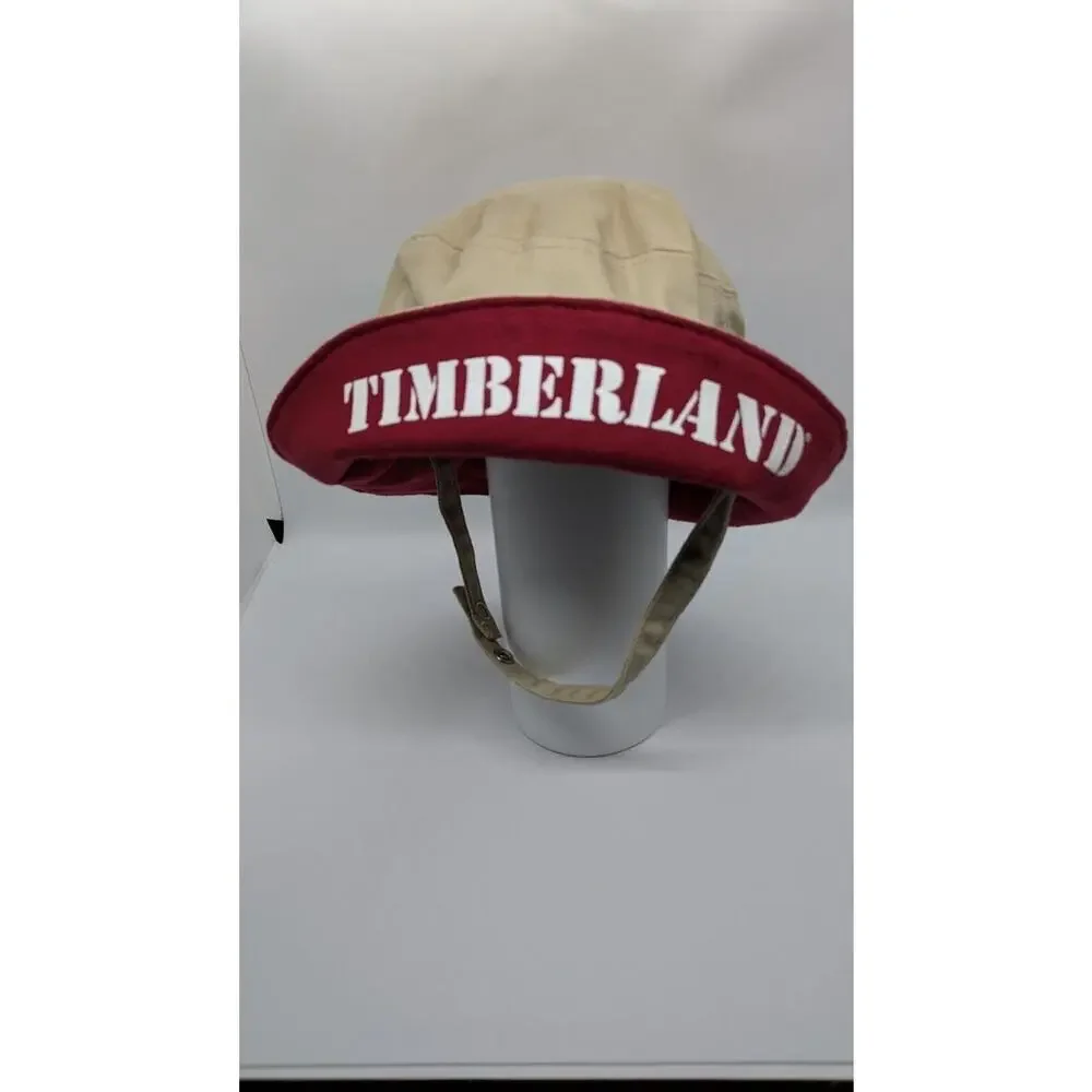Vintage Timberland Summer Bucket Hat toddler 6-9 months beige white & burgundy